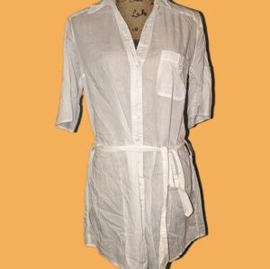 H&M White Linen Shirt Dress Size 12